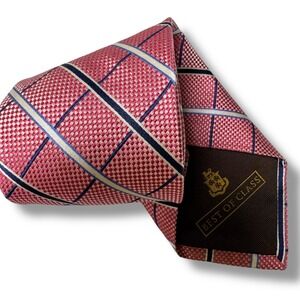 Robert Talbott Best of Class Pink Windowpane Check Silk Tie‎ 3.5" USA Made